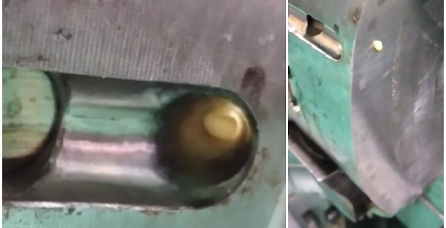 cyklující nedostřik díky střídavému ucpání tunelového vtoku (zdroj HelixPin)